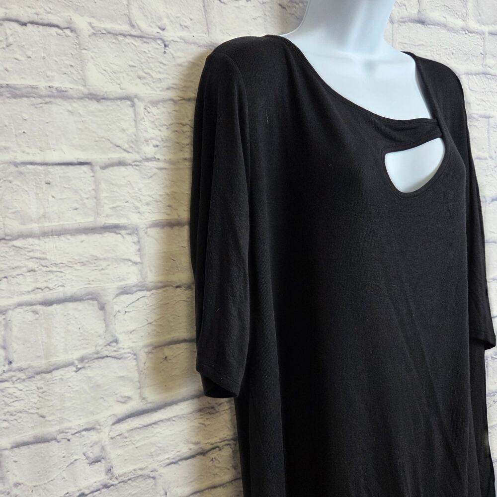 NWT 41 Hawthorn Top Womens Size 3X Black Cold Shoulder Asymmetrical Neckline - Picture 5 of 15